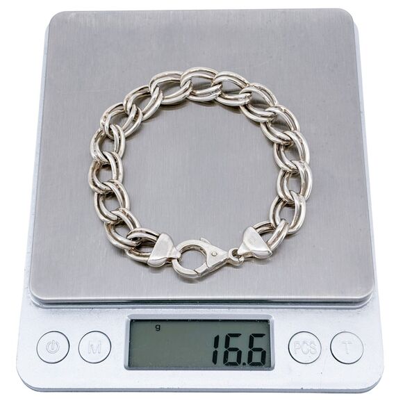 Vintage Italy Sterling Silver 925 Double Link Chain Bracelet 7.25" - Picture 6 of 7